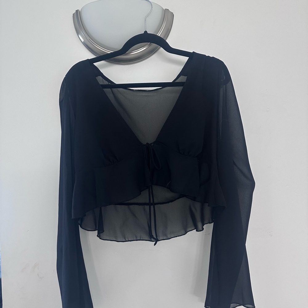 SHEIN Black Sheer Blouse